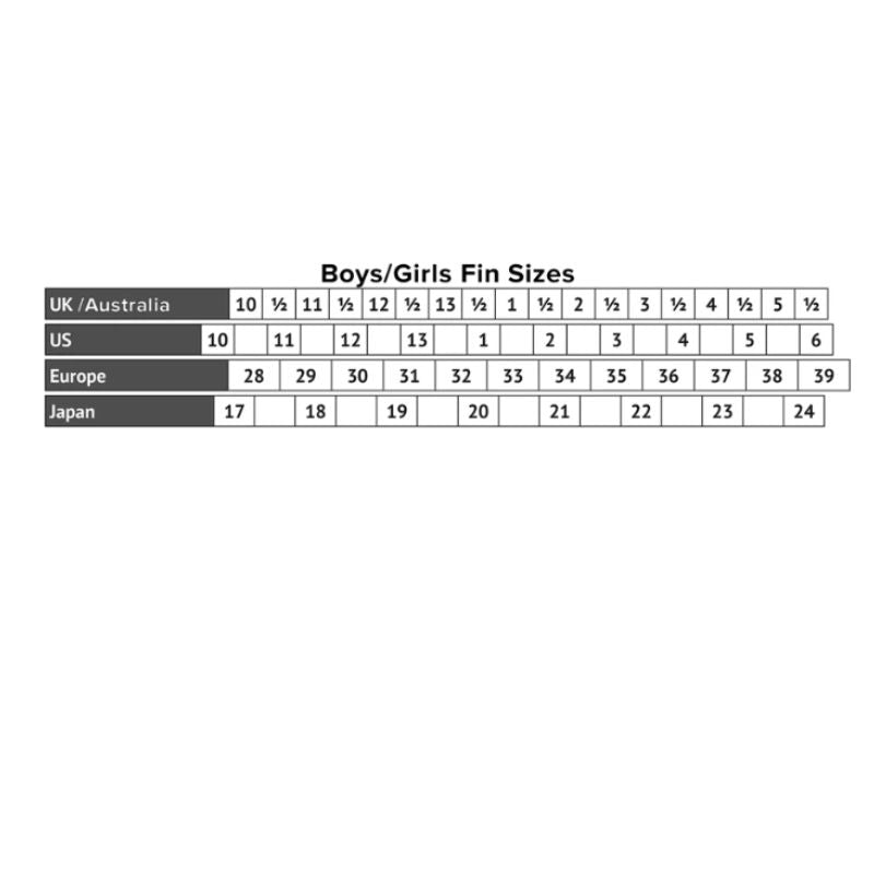 Beuchat Kids foot size conversion chart