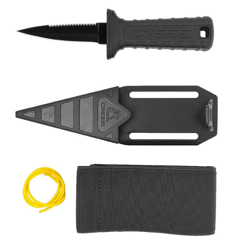 Cressi Mamba Teflong spearfishing knife with sheath and leg attachment