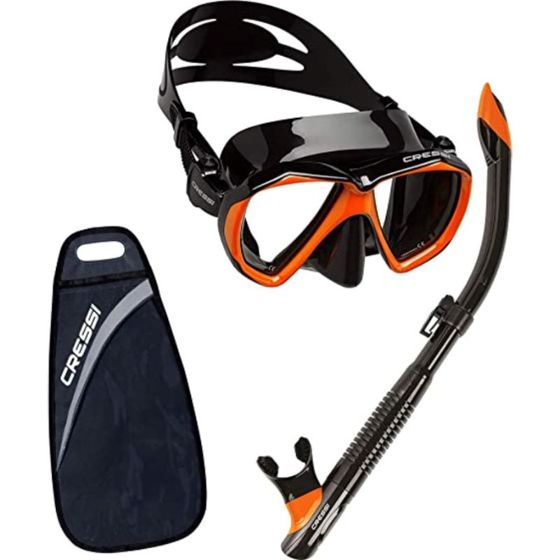 Cressi Ranger Mask with Tao Snorkel in Black and Orange with Carry bag included
