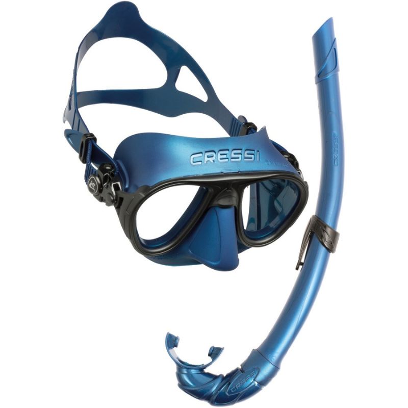 Cressi Caibro Mask and Snorkel set in Blue Metal