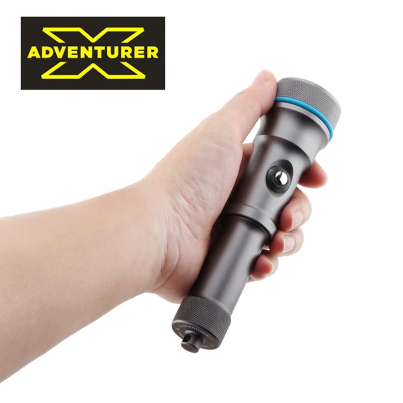 Scuba Diving Torch M1800 X Adventurer in a hand showing size