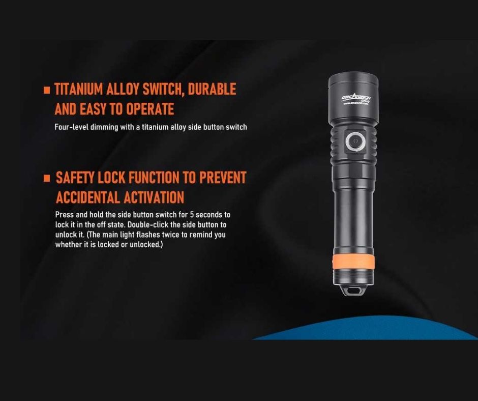OrcaTorch 3000 Lumen Underwater Scuba Diving Torch Casing