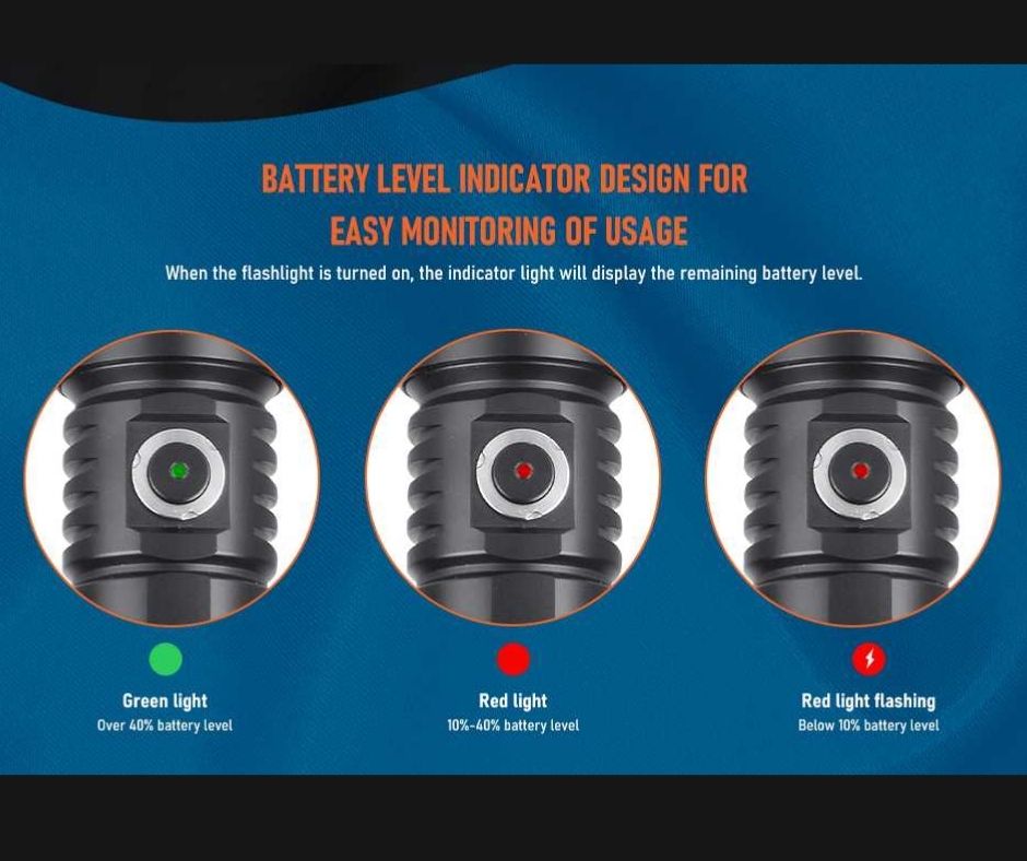 OrcaTorch 3000 Lumen Underwater Scuba Diving Torch battery life indicators