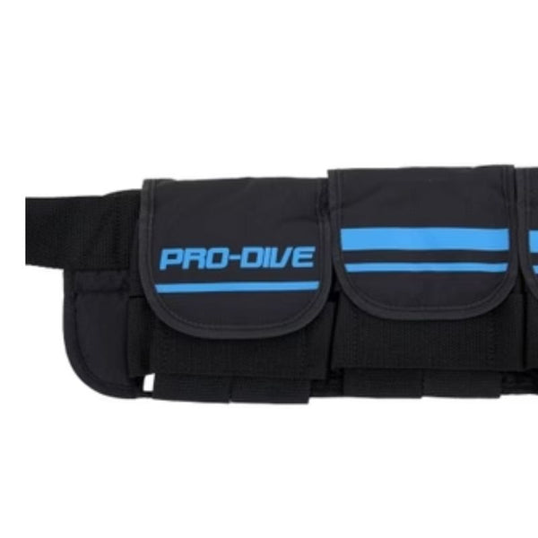 Pro Dive weight belt with 4 velcro pockets for scuba diving