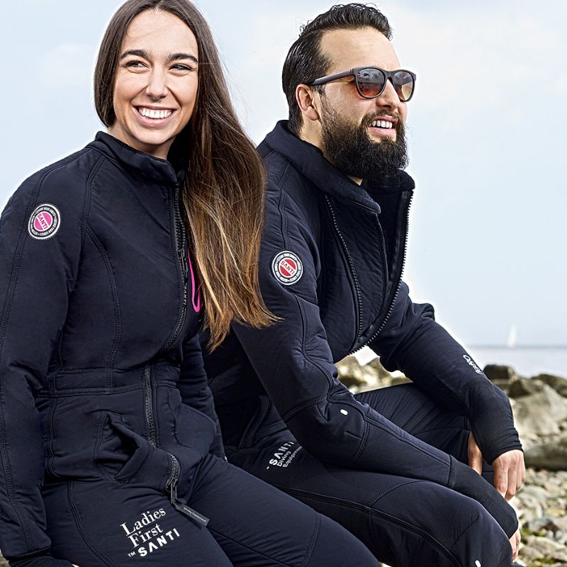 Lifestyle image of people wearing the Santi Flex 190 Drysuit undergarments