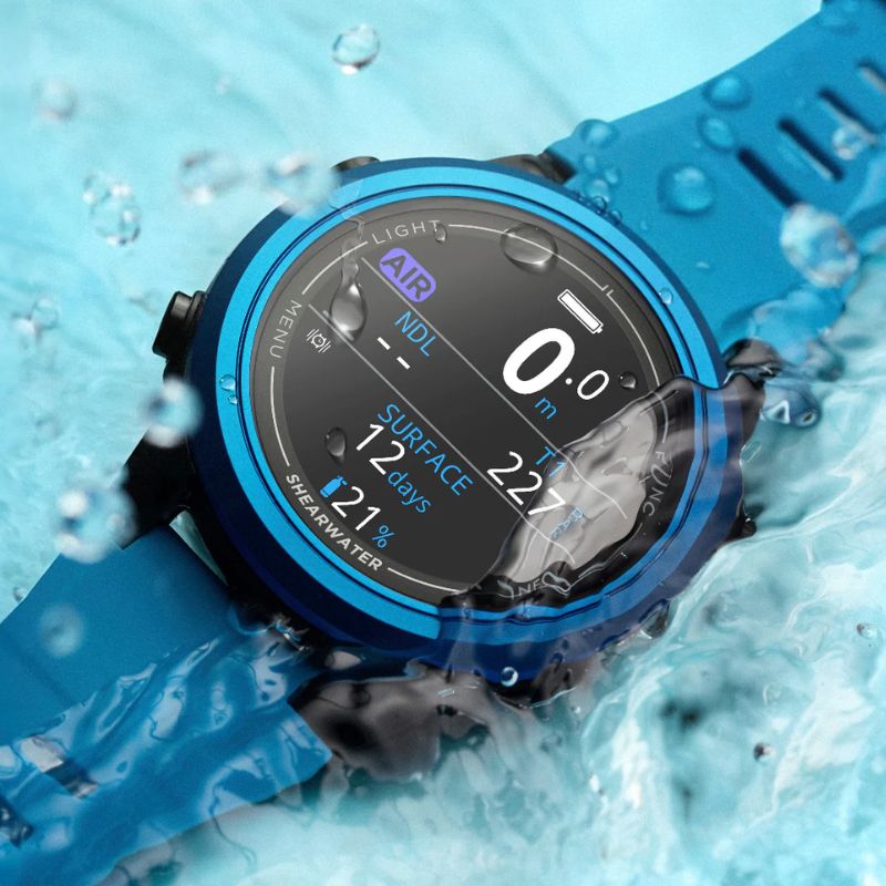 Shearwater Tern TX Freedive and Scuba diving computer in limited edition blue colour in water