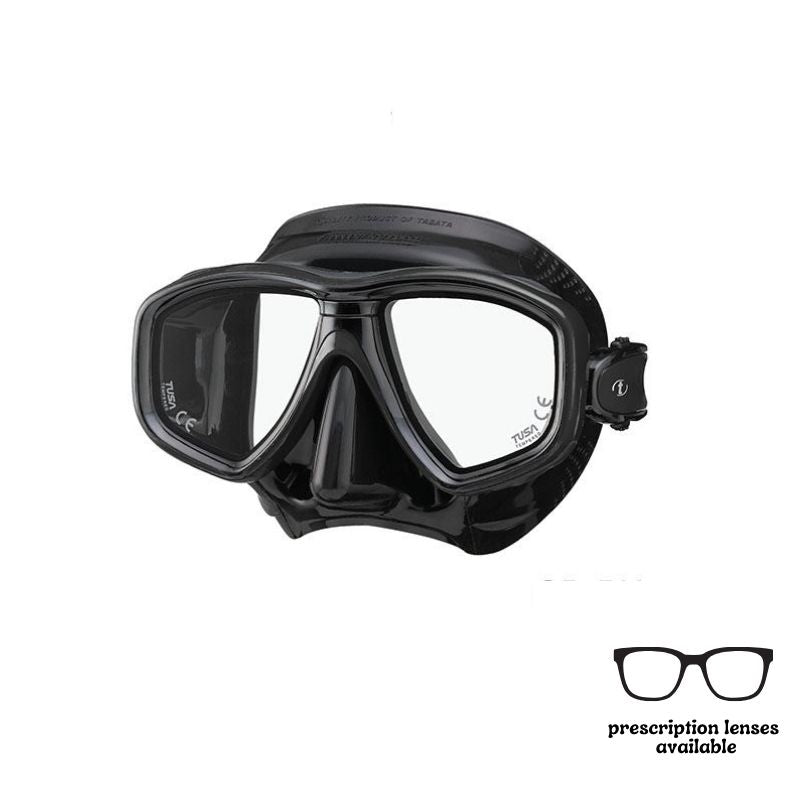 Black Tusa Ceos scuba diving Mask with Prescription lenses