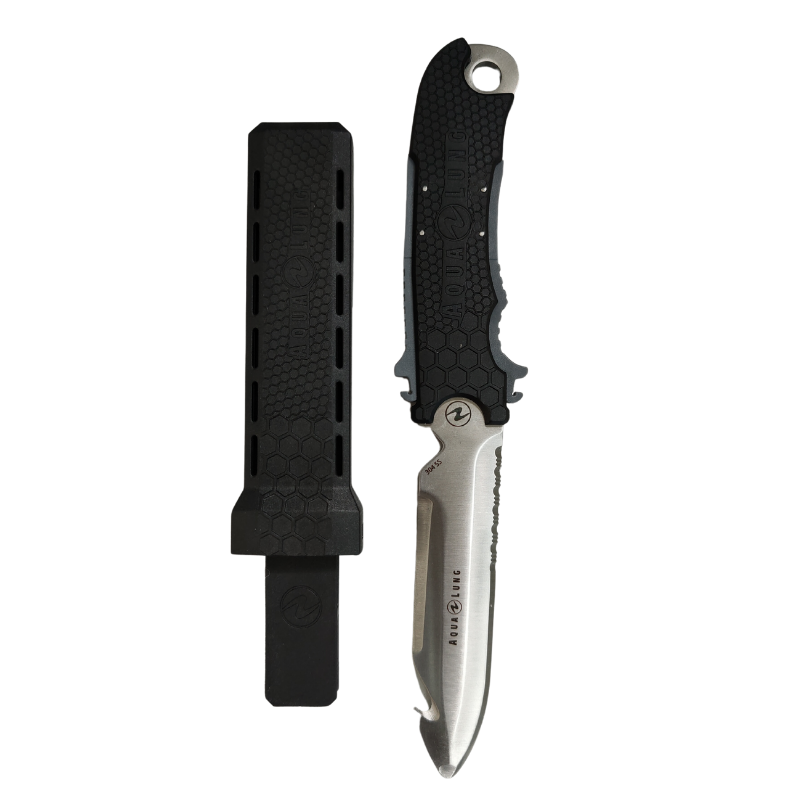 Aqualung Big Squeeze Stainless Steel Dive Knife with sheath