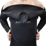 Putting on the Aqualung solaflex scuba diving wetsuit