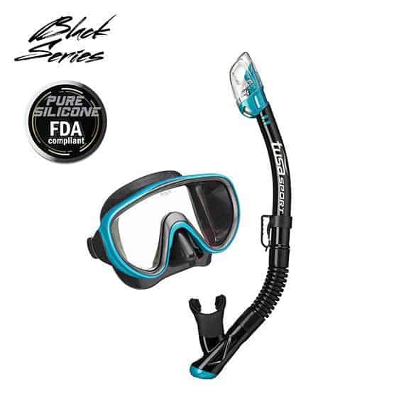 Tusa Black Series Adult Snorkeling Set - SERENE Aqua/Black