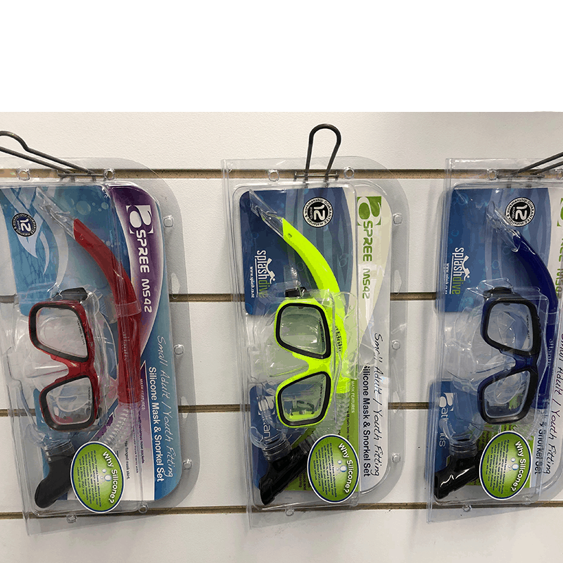 MS42 Youth Mask in Red, Yellow and Blue all with Clear Silicone Skirting