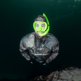 Beuchat Maxlux Mask and Spy Snorkel on Free Diver in Fiordland
