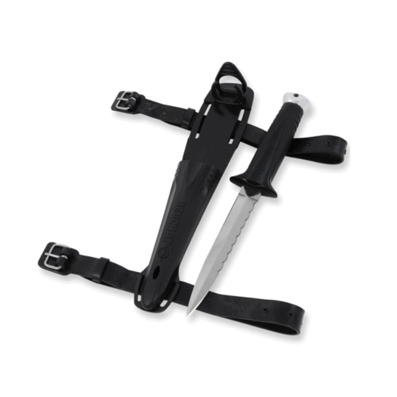Beuchat Mundial Dagger Spearfishing and Freediving Knife with leg sheath and straps