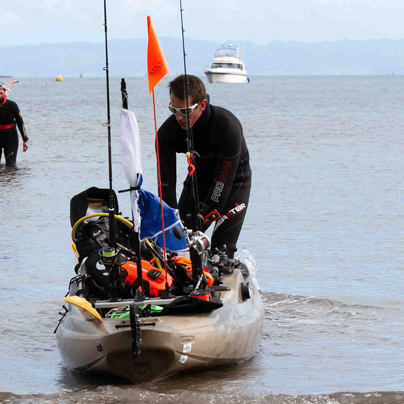 OLD Town PDL Kayak launching with scuba gear