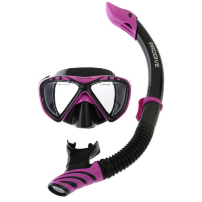 Pro Dive Mask and Snorkel set black and purple
