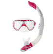 Pro dive mask and snorkel set white and pink