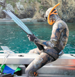 Rob Allen Camo 5mm Open Cell Spearfishing Wetsuit on a diver
