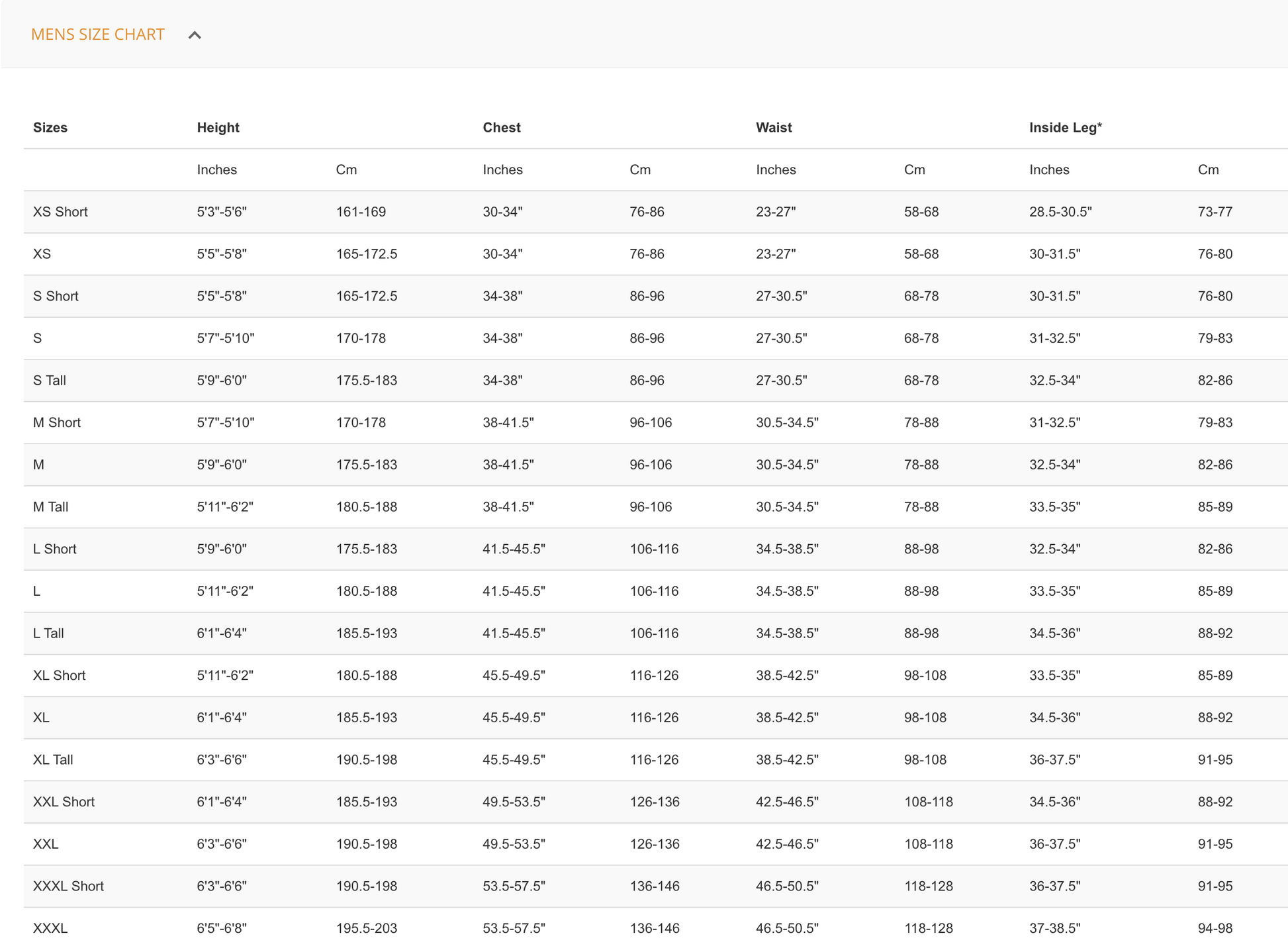 Fouth element wetsuit size chart