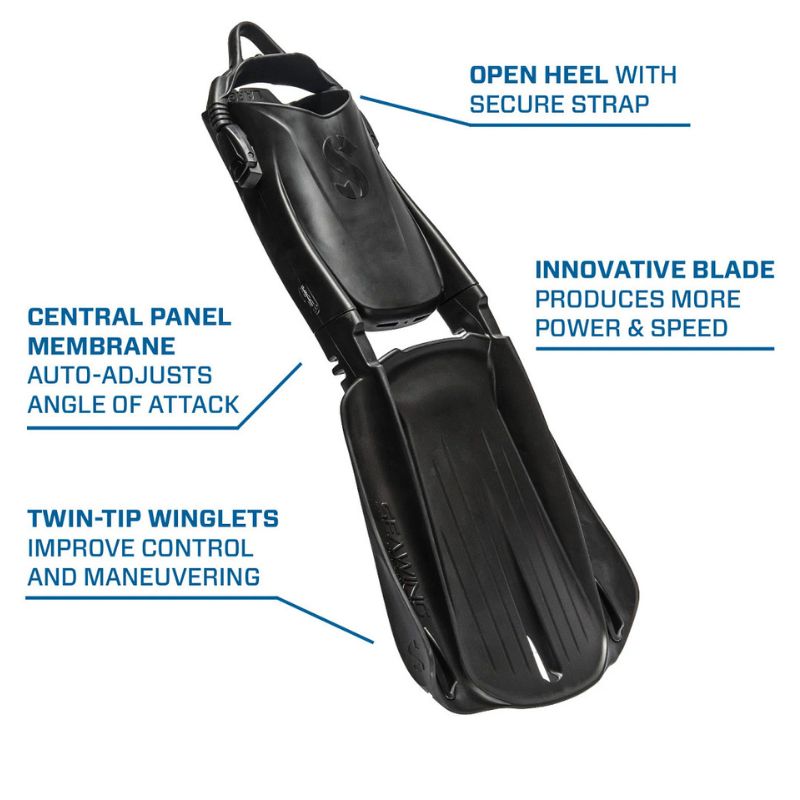 Scubapro Supernova Scuba and snorkel Fin in Black with features