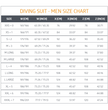 Size Chart for the Beuchat Redrock Freedive and Spearfishing Open Cell wetsuit