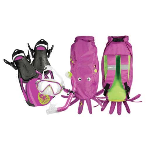 Mask, Snorkel and Fin set with Octopus Backpack